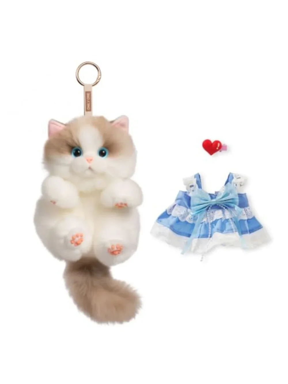 Plush Cat Keychain with Hidden Pocket, Backpack Charm, Adorable Gift for Cat